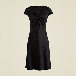 J. Crew Short-sleeve slip dress in textured satin black NWOT